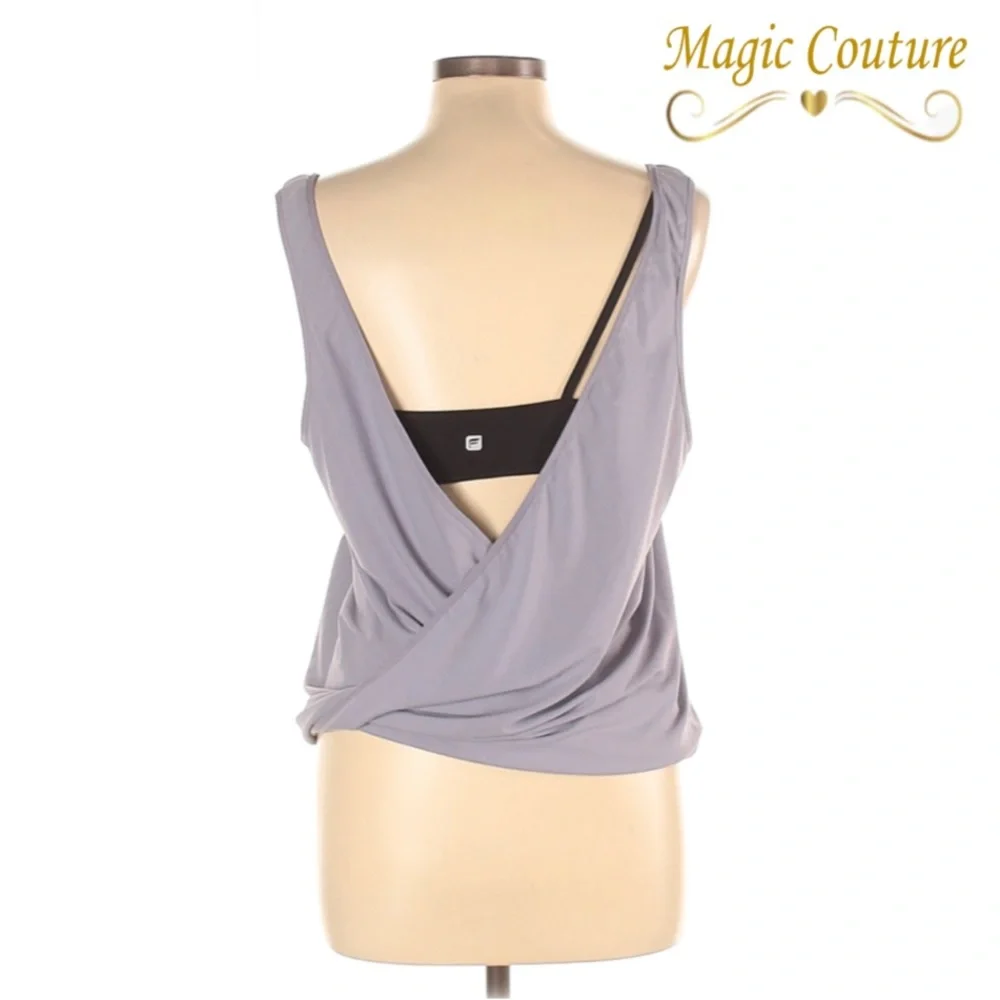 Fabletics Open Back Taupe Athletic Tank with Sewn in Sports Bra🤍🖤🤍 - Picture 2 of 7